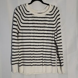 Beachy Vibe Striped Black White Sweater. Boho Yachting Preppy Old Money Large